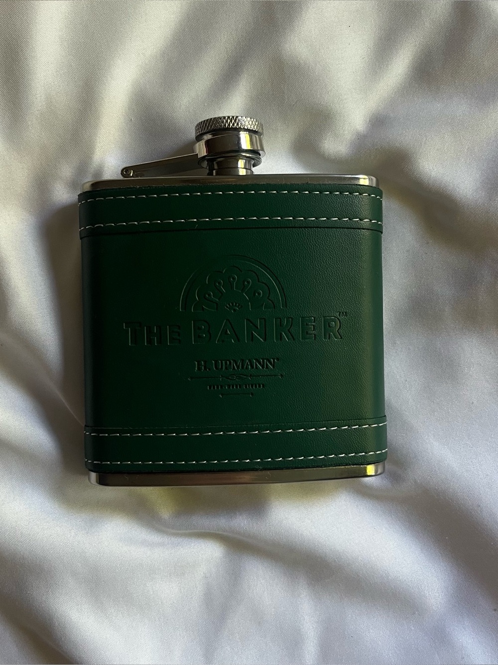 New/Unused H. Upmann The Banker Green Leather Flask